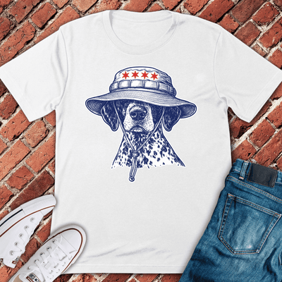 Chi Bucket Hat Pup T-Shirt - Graphic Tee - Gift for Chicago Lovers - Unisex