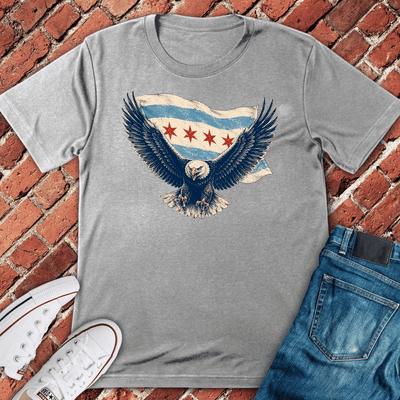 Chi Flag Eagle T-Shirt - Graphic Tee - Gift for Chicago Lovers - Unisex