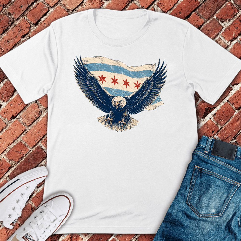 Chi Flag Eagle T-Shirt - Graphic Tee - Gift for Chicago Lovers - Unisex