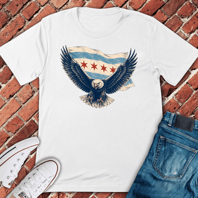 Chi Flag Eagle T-Shirt - Graphic Tee - Gift for Chicago Lovers - Unisex