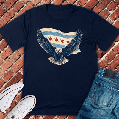 Chi Flag Eagle T-Shirt - Graphic Tee - Gift for Chicago Lovers - Unisex