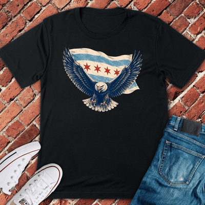 Chi Flag Eagle T-Shirt - Graphic Tee - Gift for Chicago Lovers - Unisex