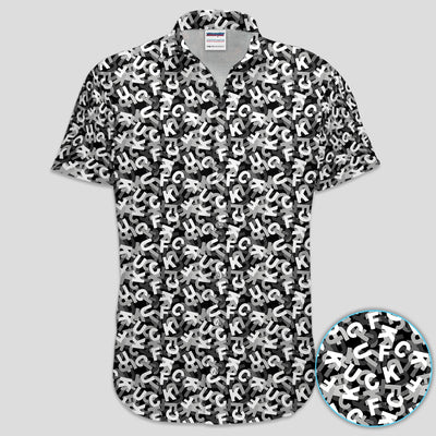 Funny F-Bomb Pattern Polo Shirt for Men – Black and White Profanity Party Polo