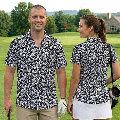 Funny F-Bomb Pattern Polo Shirt for Men – Black and White Profanity Party Polo