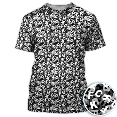 Funny F-Bomb Pattern Polo Shirt for Men – Black and White Profanity Party Polo