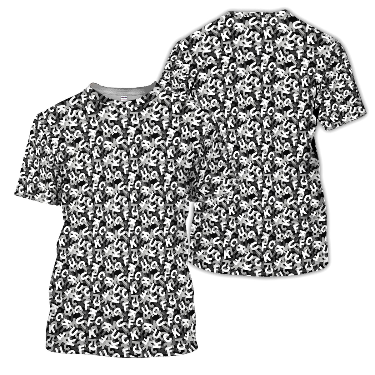 Funny F-Bomb Pattern Polo Shirt for Men – Black and White Profanity Party Polo