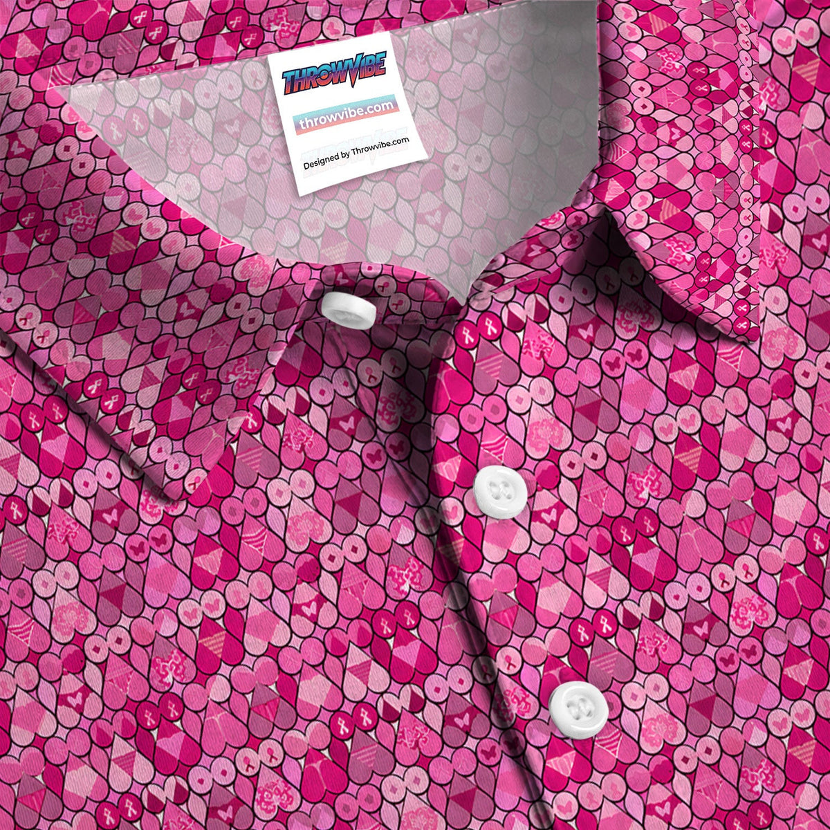 Breast Cancer Awareness Polo Shirt for Men – Pink Ribbon Hope Pattern Polo