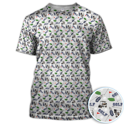 Vintage Golf Pattern Polo Shirt for Men – Funny Golfer All-Over Print Polo