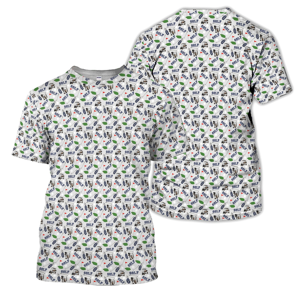 Vintage Golf Pattern Polo Shirt for Men – Funny Golfer All-Over Print Polo