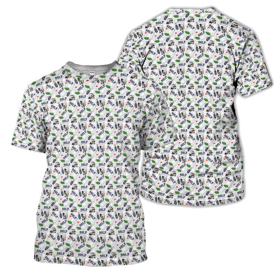 Vintage Golf Pattern Polo Shirt for Men – Funny Golfer All-Over Print Polo