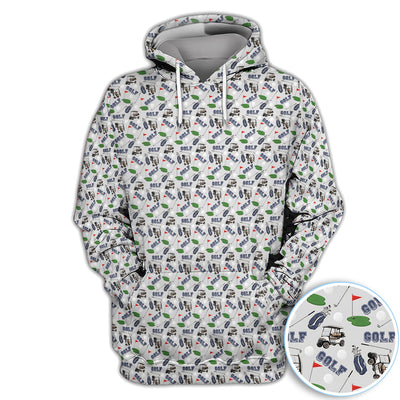 Vintage Golf Pattern Polo Shirt for Men – Funny Golfer All-Over Print Polo