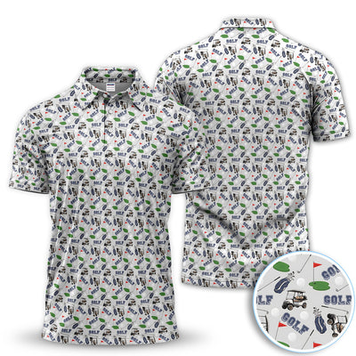Vintage Golf Pattern Polo Shirt for Men – Funny Golfer All-Over Print Polo