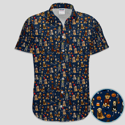 Funny Horror Dog Halloween Golf Pattern Shirt, Spooky Movie Dog Golf Shirt For Women, Halloween Golfer Gift