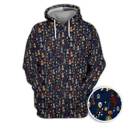 Funny Horror Dog Halloween Golf Pattern Shirt, Spooky Movie Dog Golf Shirt For Women, Halloween Golfer Gift