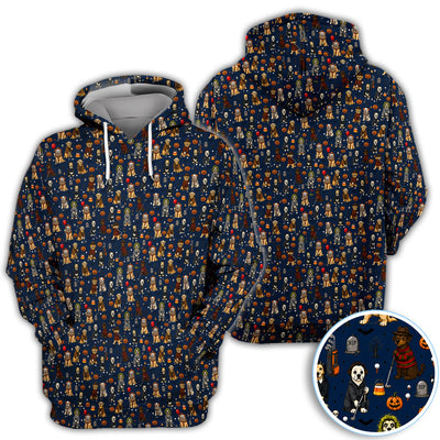Funny Horror Dog Halloween Golf Pattern Shirt, Spooky Movie Dog Golf Shirt For Women, Halloween Golfer Gift