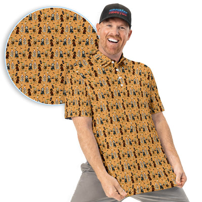 Funny Horror Dog Golf Pattern Shirt, Spooky Movie Dog Golf Shirt For Men, Halloween Golfer Gift