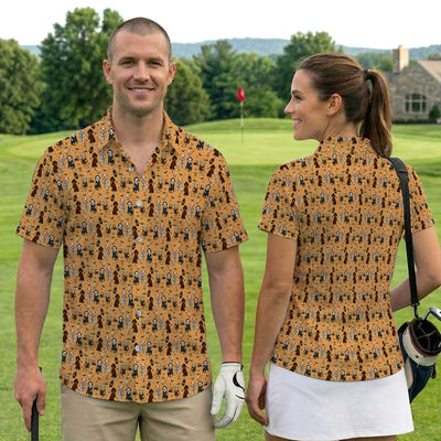 Funny Horror Dog Golf Pattern Shirt, Spooky Movie Dog Golf Shirt For Men, Halloween Golfer Gift