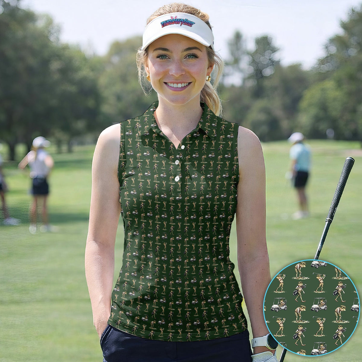 Funny Frog Golf Polo Shirt for Men – Green Golfer Pattern Polo