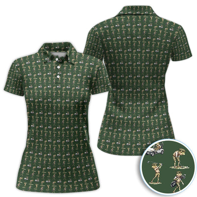 Funny Frog Golf Polo Shirt for Men – Green Golfer Pattern Polo