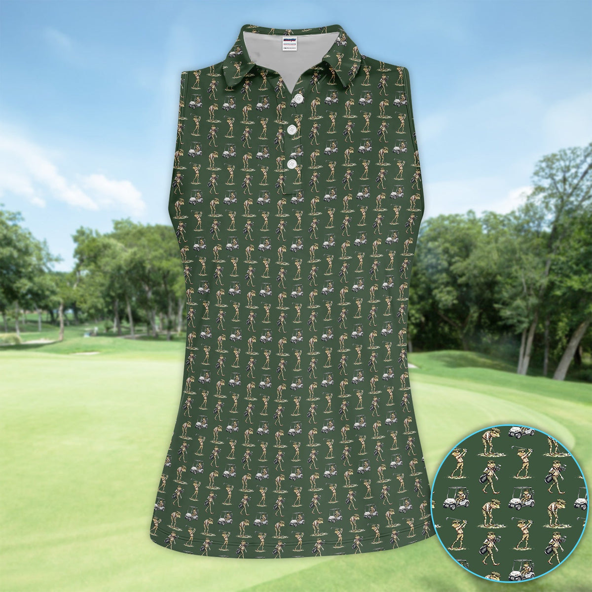 Funny Frog Golf Polo Shirt for Men – Green Golfer Pattern Polo