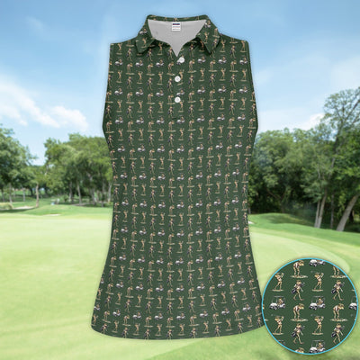 Funny Frog Golf Polo Shirt for Men – Green Golfer Pattern Polo