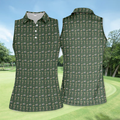 Funny Frog Golf Polo Shirt for Men – Green Golfer Pattern Polo