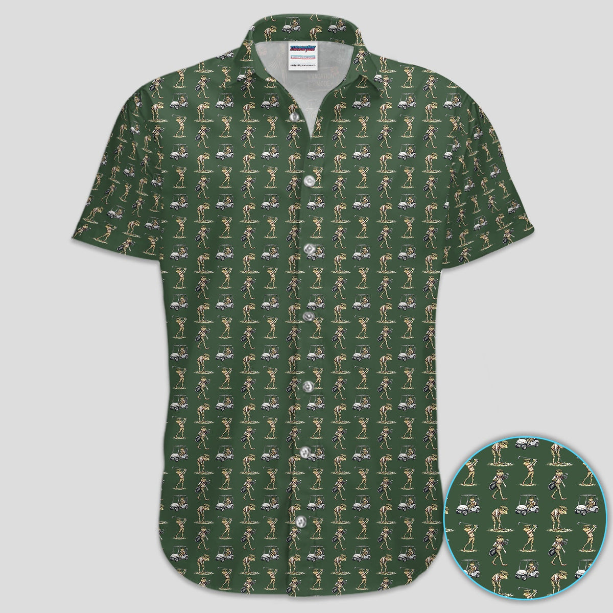 Funny Frog Golf Polo Shirt for Men – Green Golfer Pattern Polo