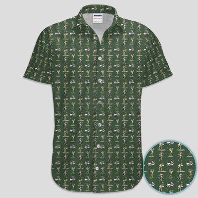 Funny Frog Golf Polo Shirt for Men – Green Golfer Pattern Polo