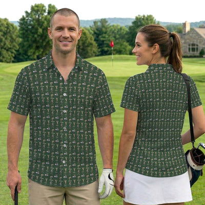 Funny Frog Golf Polo Shirt for Men – Green Golfer Pattern Polo