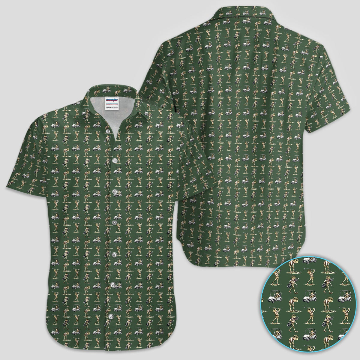 Funny Frog Golf Polo Shirt for Men – Green Golfer Pattern Polo