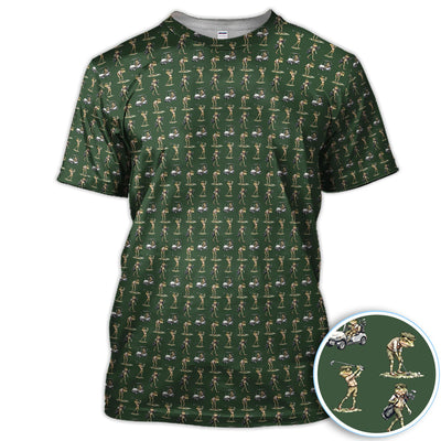 Funny Frog Golf Polo Shirt for Men – Green Golfer Pattern Polo