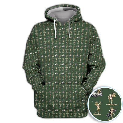 Funny Frog Golf Polo Shirt for Men – Green Golfer Pattern Polo