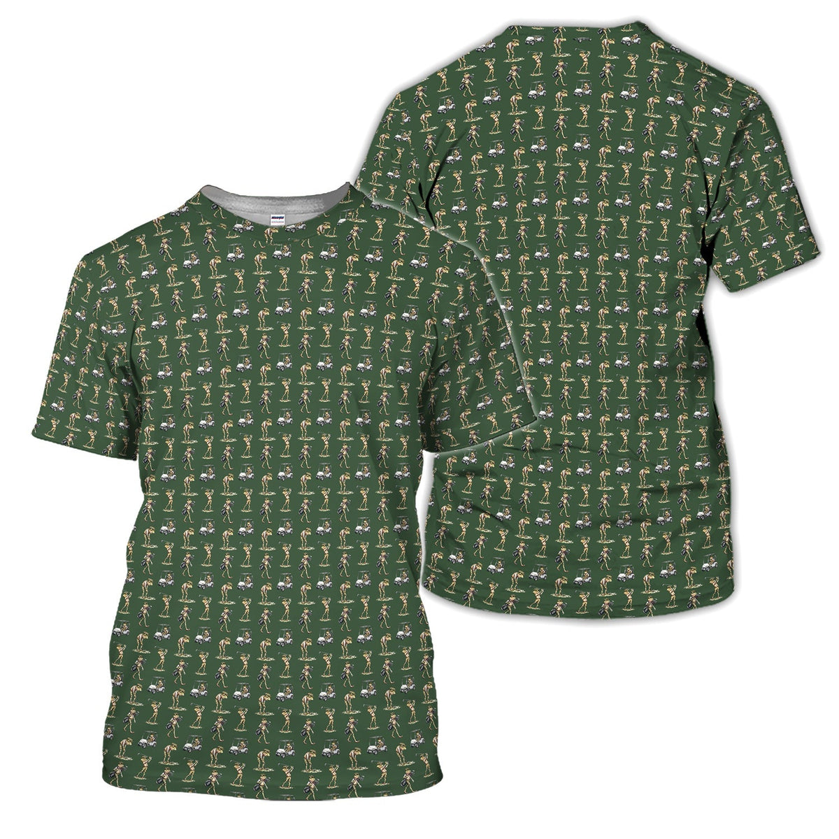 Funny Frog Golf Polo Shirt for Men – Green Golfer Pattern Polo