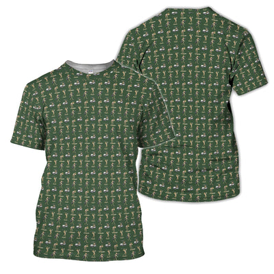 Funny Frog Golf Polo Shirt for Men – Green Golfer Pattern Polo