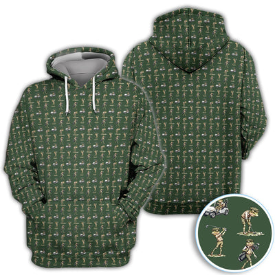 Funny Frog Golf Polo Shirt for Men – Green Golfer Pattern Polo
