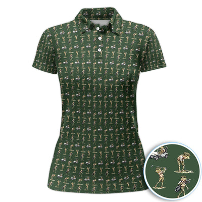 Funny Frog Golf Polo Shirt for Men – Green Golfer Pattern Polo