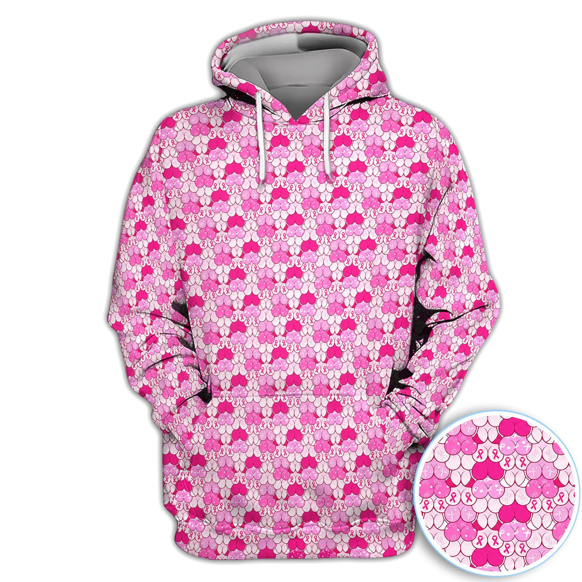 Breast Cancer Awareness Boob Pattern Polo Shirt for Men – Pink Ribbon Support Polo