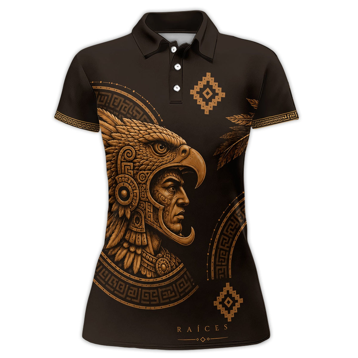 Aztec Eagle Warrior Polo Shirt for Men – Raíces Mexican Heritage Pattern Shirt