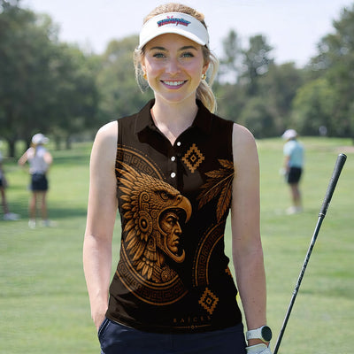 Aztec Eagle Warrior Polo Shirt for Men – Raíces Mexican Heritage Pattern Shirt