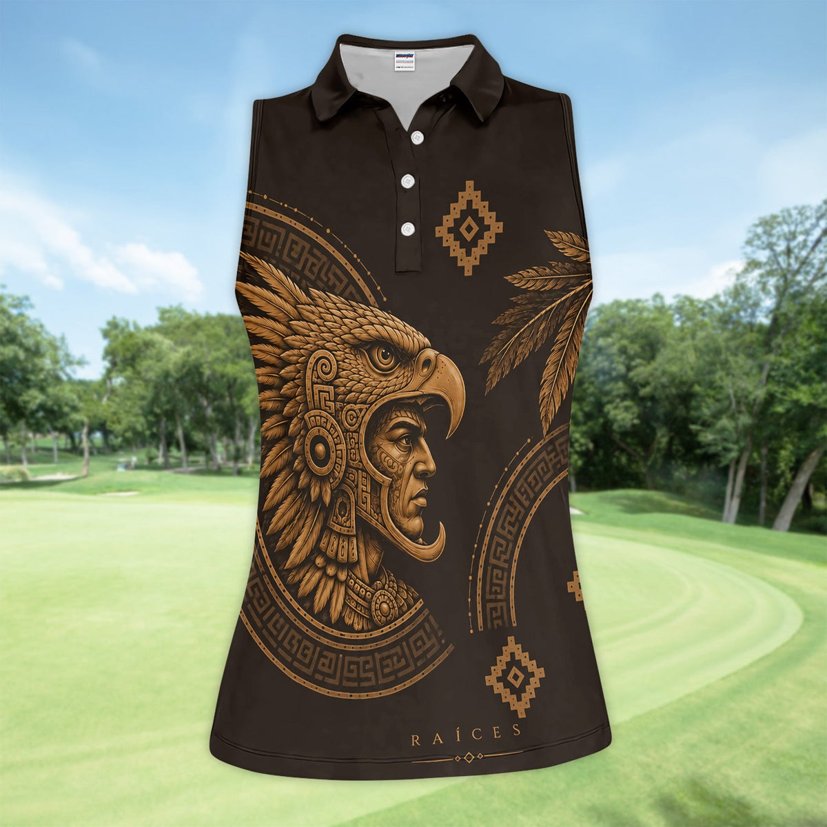 Aztec Eagle Warrior Polo Shirt for Men – Raíces Mexican Heritage Pattern Shirt