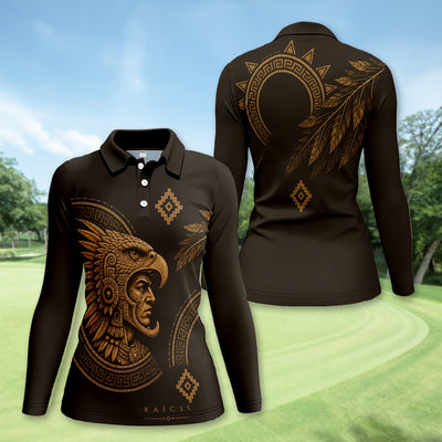 Aztec Eagle Warrior Polo Shirt for Men – Raíces Mexican Heritage Pattern Shirt