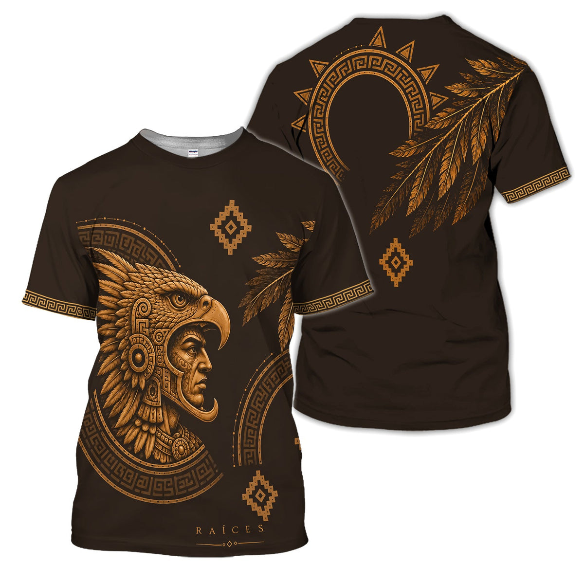 Aztec Eagle Warrior Polo Shirt for Men – Raíces Mexican Heritage Pattern Shirt