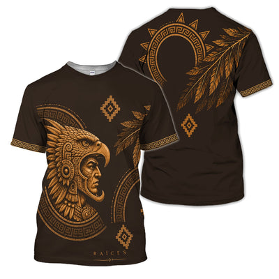 Aztec Eagle Warrior Polo Shirt for Men – Raíces Mexican Heritage Pattern Shirt
