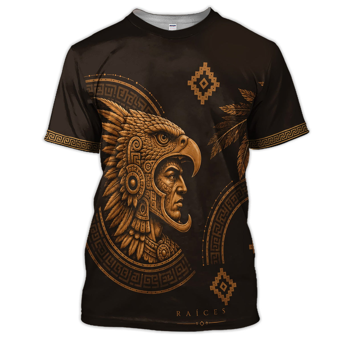 Aztec Eagle Warrior Polo Shirt for Men – Raíces Mexican Heritage Pattern Shirt