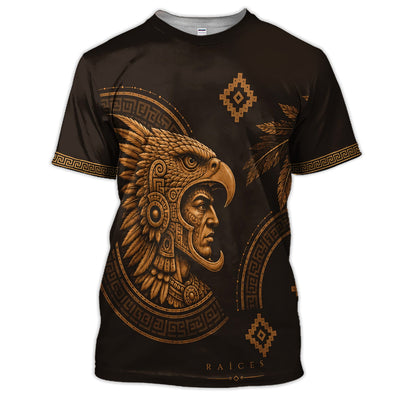 Aztec Eagle Warrior Polo Shirt for Men – Raíces Mexican Heritage Pattern Shirt