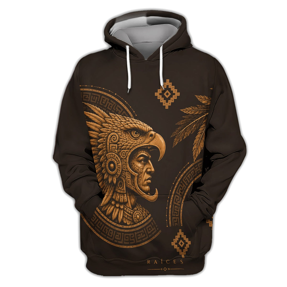Aztec Eagle Warrior Polo Shirt for Men – Raíces Mexican Heritage Pattern Shirt