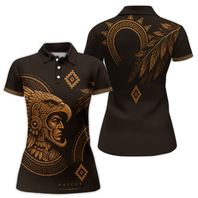 Aztec Eagle Warrior Polo Shirt for Men – Raíces Mexican Heritage Pattern Shirt