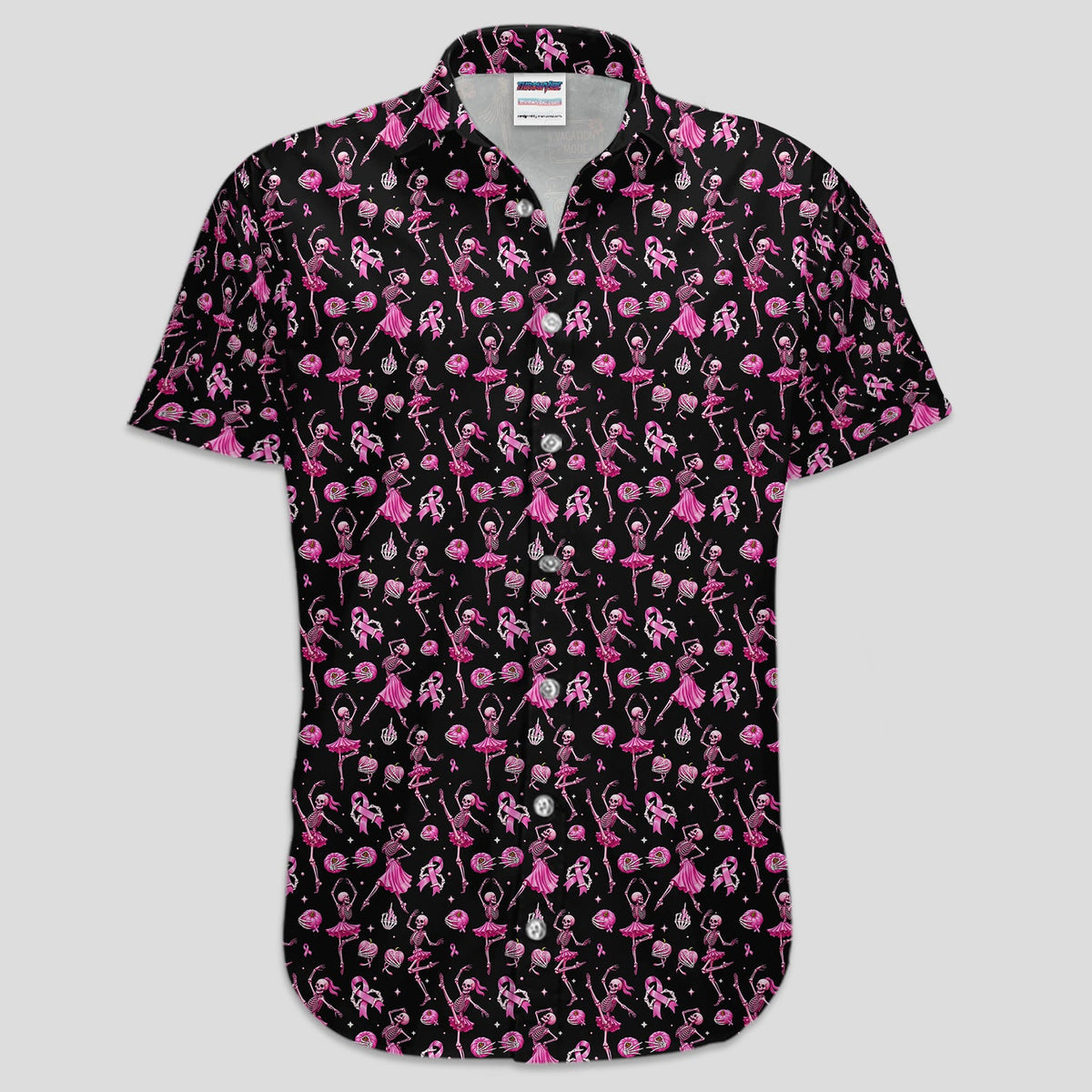 Dancing Skeleton Pattern Polo for Men - Breast Cancer Awareness Skeleton Polo Shirt