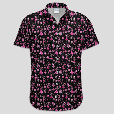 Dancing Skeleton Pattern Polo for Men - Breast Cancer Awareness Skeleton Polo Shirt