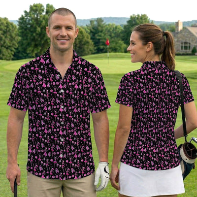 Dancing Skeleton Pattern Polo for Men - Breast Cancer Awareness Skeleton Polo Shirt